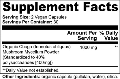 Chaga Mushrooom - 1000mg Daily Capsules