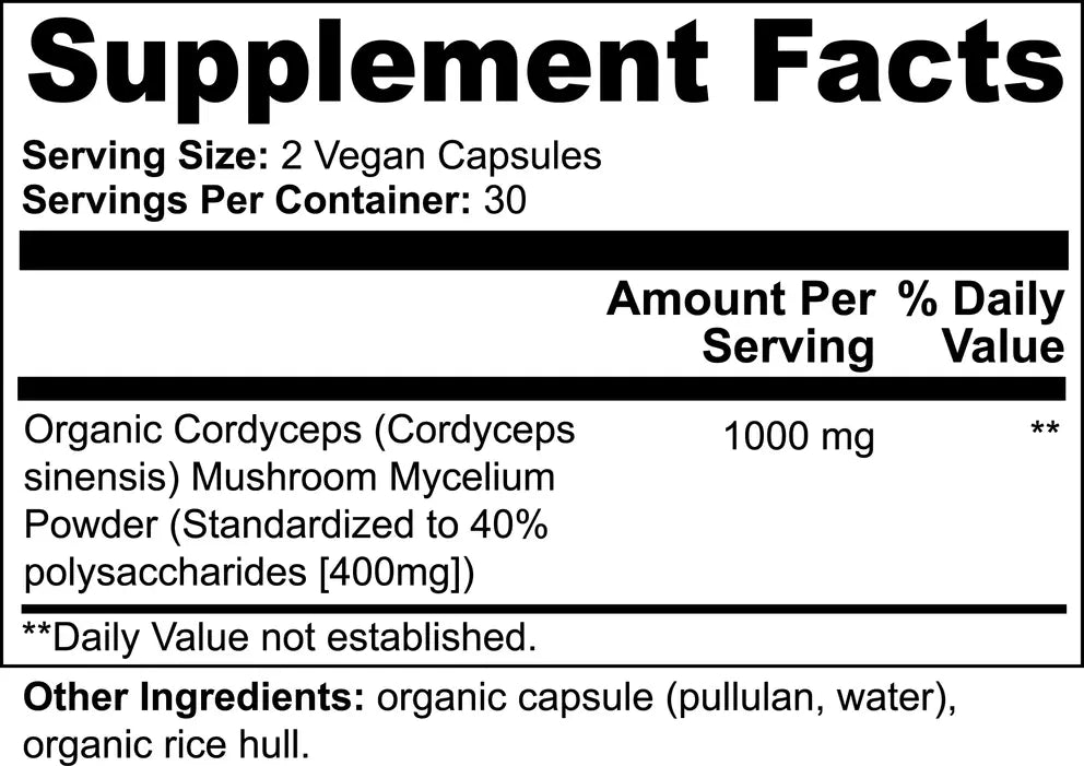 Cordycep Mushroom - 1000mg Daily Capsules